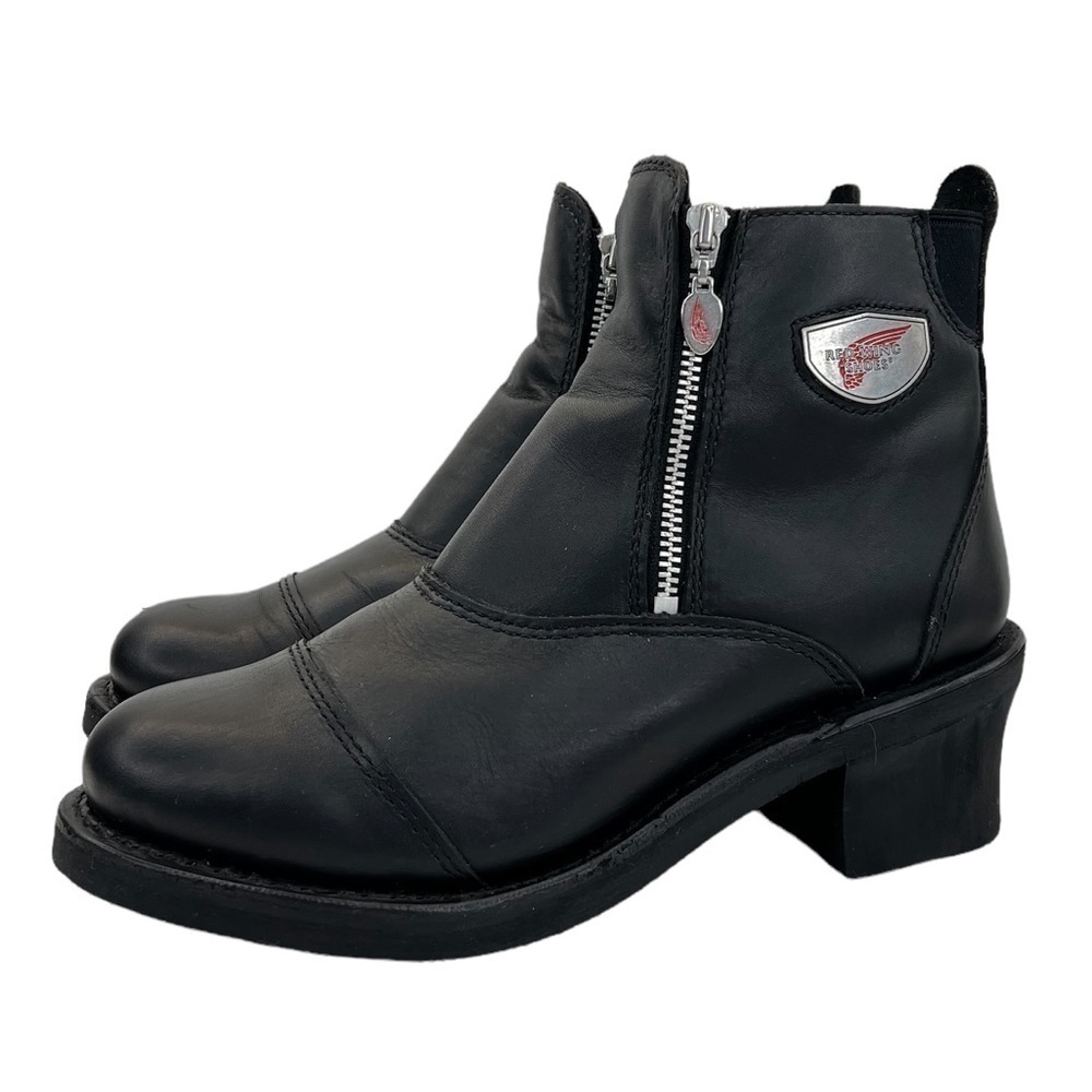 Red Wing Women’s Double Zip Black Leather Motorcycle Boots - Picture 4 of 16